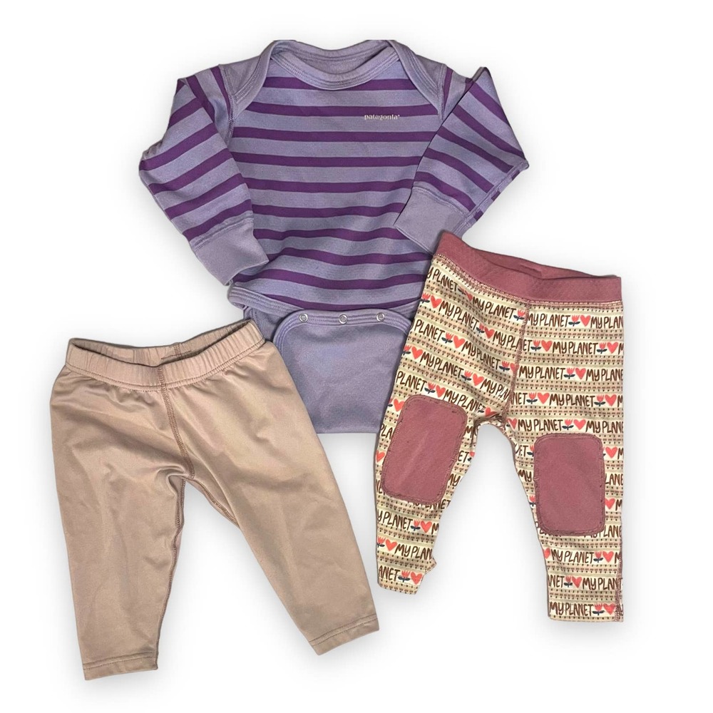 Patagonia Baby Infant Capilene Base Layer Lot Pants Bodysuit 3m 6m